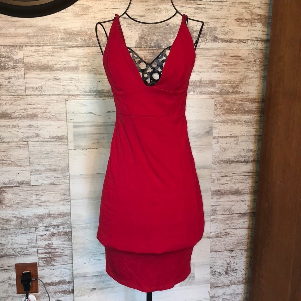 Windsor red dress red low cut prom homecoming formal dress fits like a size XS​​